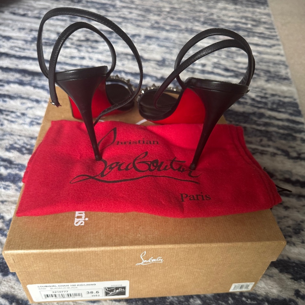 New Size 38.5 Christian Louboutin Loubigirl 100 Chain Leather Sandals
